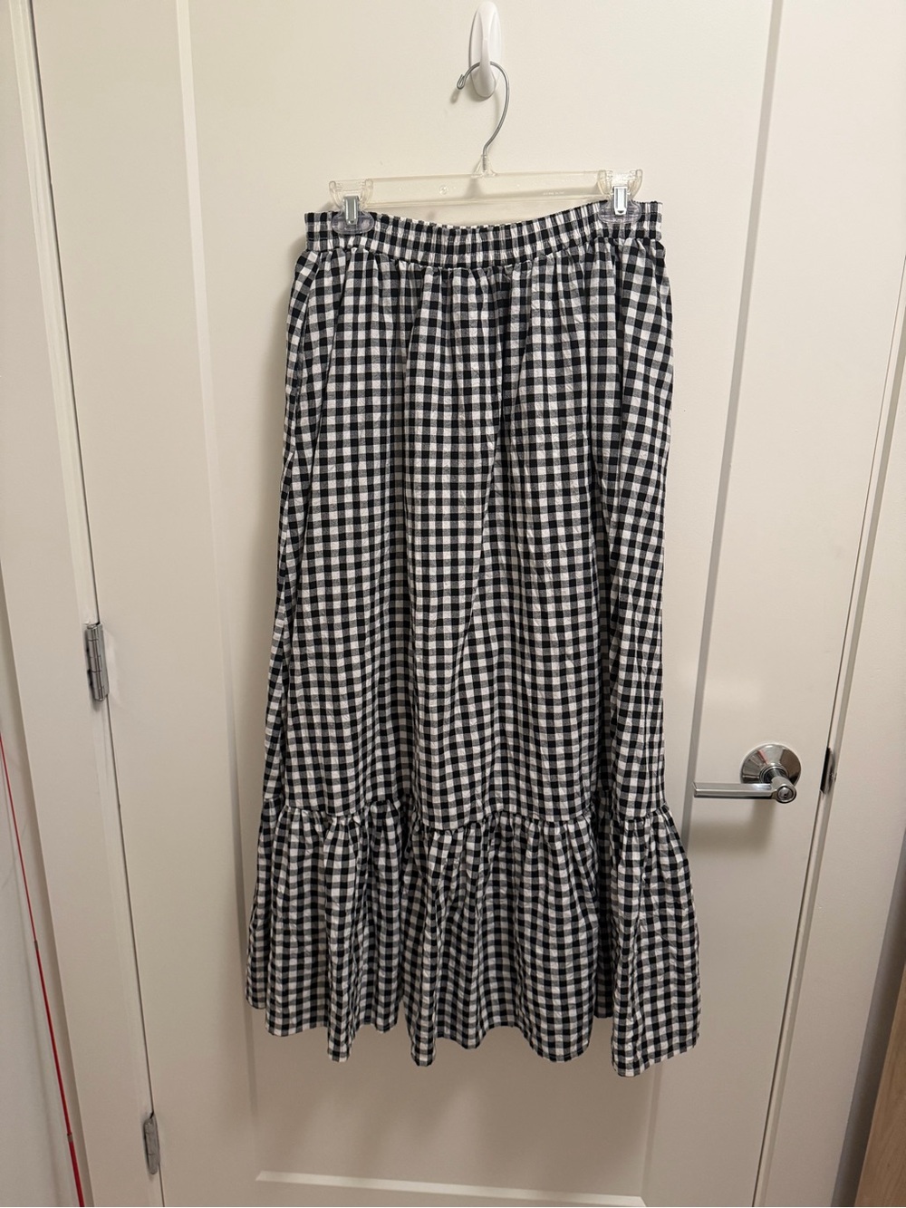 Petal & Pup Black and White Gingham Tiered Maxi Skirt